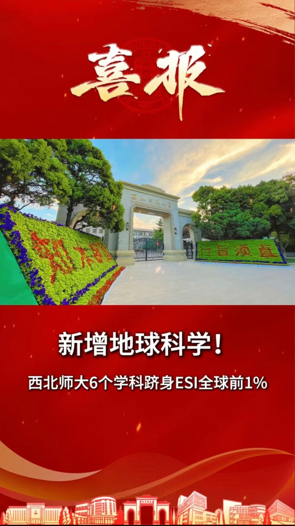 新增地球科学！西北师大6个学科跻身ESI全球前1%